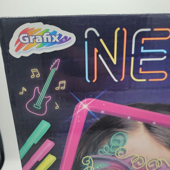 Grafix Neon Light Designer Drawing Art Kit 80s Game - Picture 2 of 5